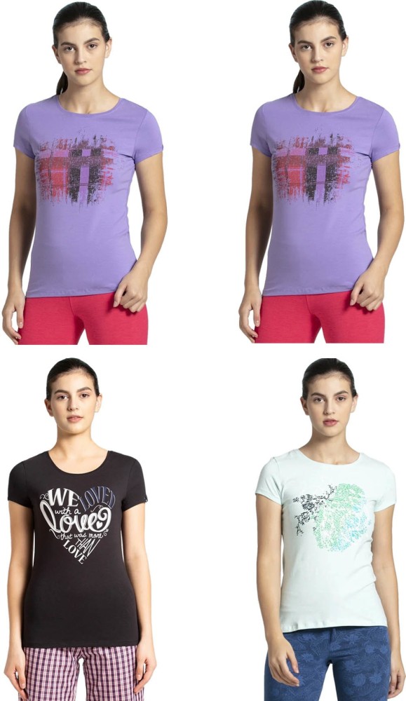 JOCKEY Printed Women Round Neck Purple, Black, Light Blue T-Shirt - Buy  JOCKEY Printed Women Round Neck Purple, Black, Light Blue T-Shirt Online at  Best Prices in India