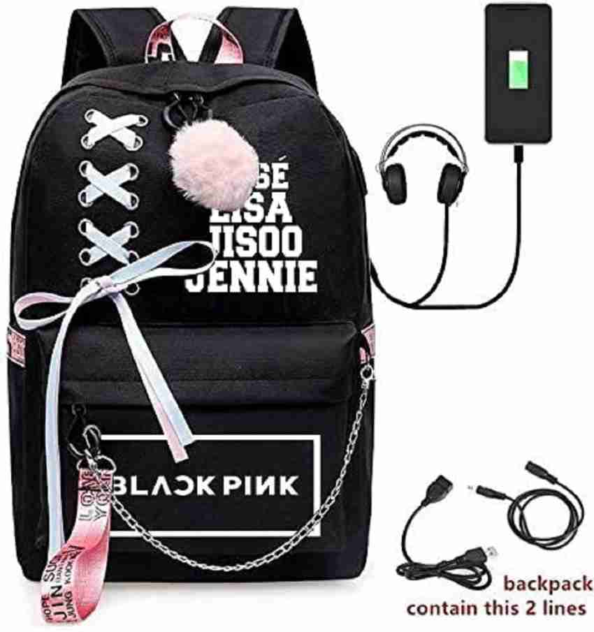 Black and 2025 pink school bag