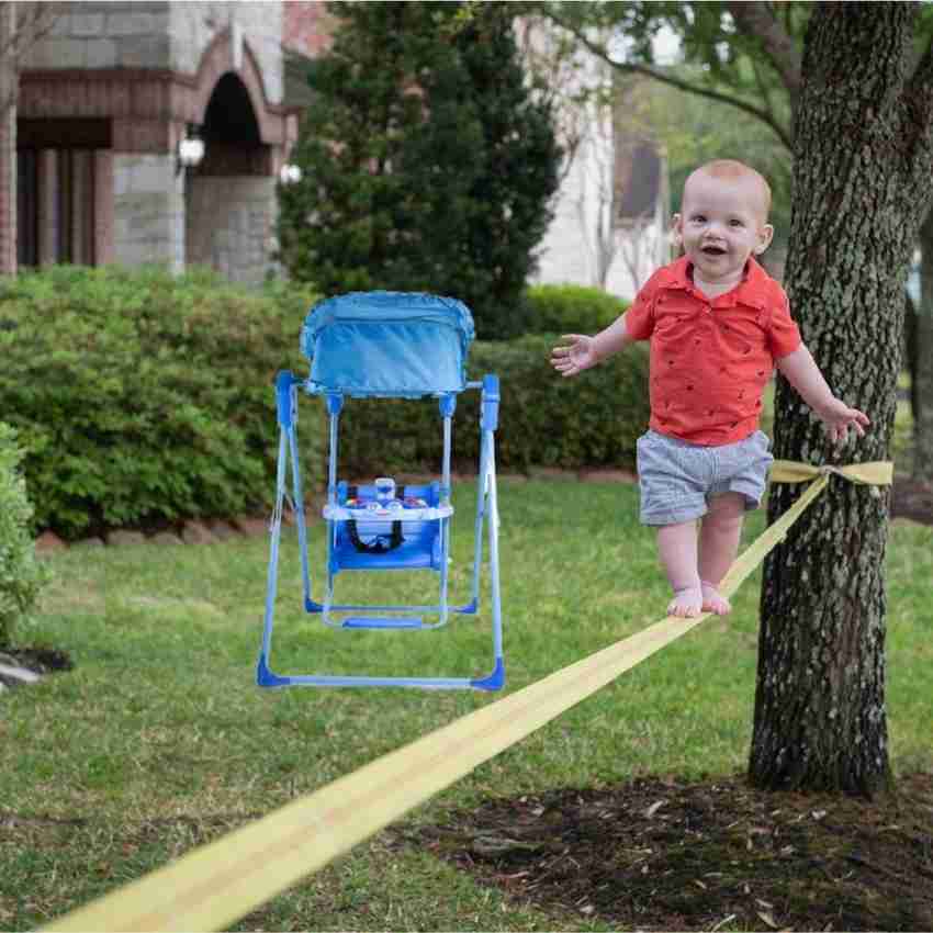 Child's swing seat with canopy outlet
