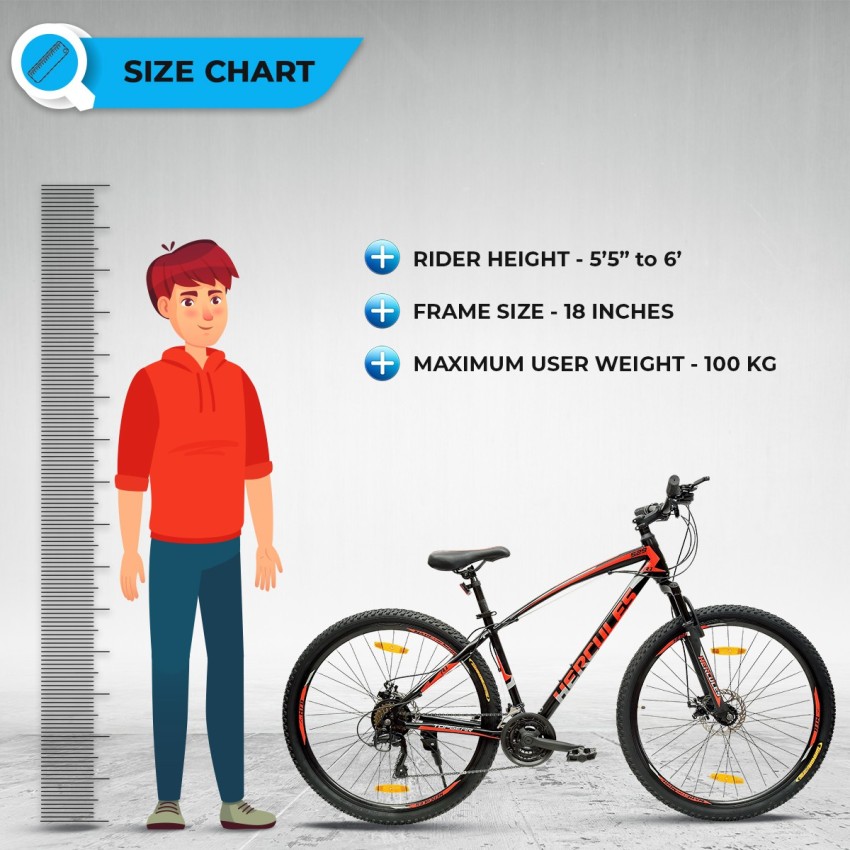 Bike size best sale chart by weight