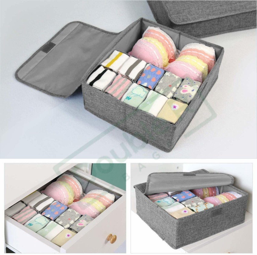 DOUBLE R BAGS Socks Organizer with Lid, 30 Cell Underwear Drawer Organizer  Foldable Closet Storage Box Price in India - Buy DOUBLE R BAGS Socks  Organizer with Lid, 30 Cell Underwear Drawer
