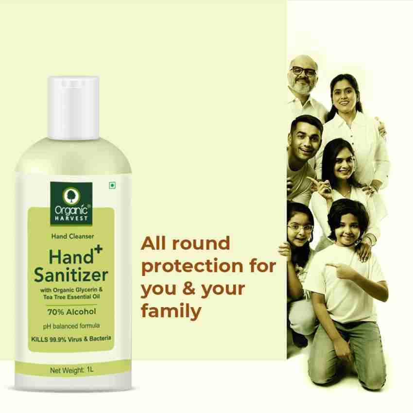 Organic Harvest with Organic Glycerin & Tea Tree Essential Oil, 70%  Alcohol, 1Litre Hand Sanitizer Bottle - Price in India, Buy Organic Harvest  with Organic Glycerin & Tea Tree Essential Oil, 70%