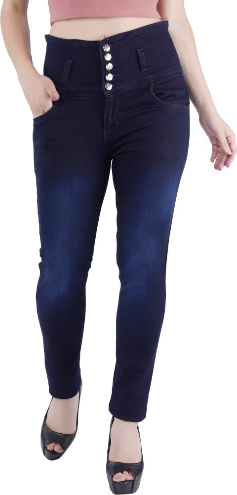 Buy Miss Chase Navy Skinny Fit High Rise Capris for Women Online