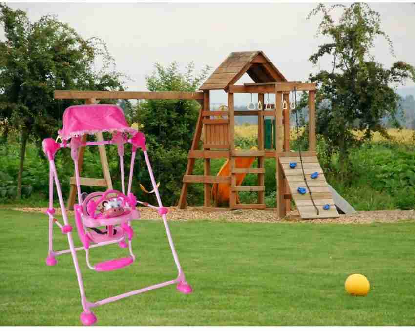 lOMESH Kids Swing Chair with Canopy Roof for 2 to 5 year old Children with Safety Belt Home Garden Jhula Hammock for Babies Indoor Outdoor Attractive and Sturdy Swing with