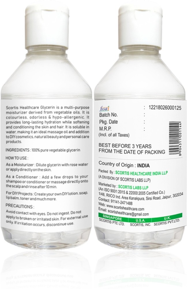 Buy SCORTIS HEALTH CARE Glycerine Liquid ( Pure and Unscented ) Vegetable  Glycerin For Soft And Moisturize Skin and Hair(200Gram) Online at Best  Prices in India - JioMart.