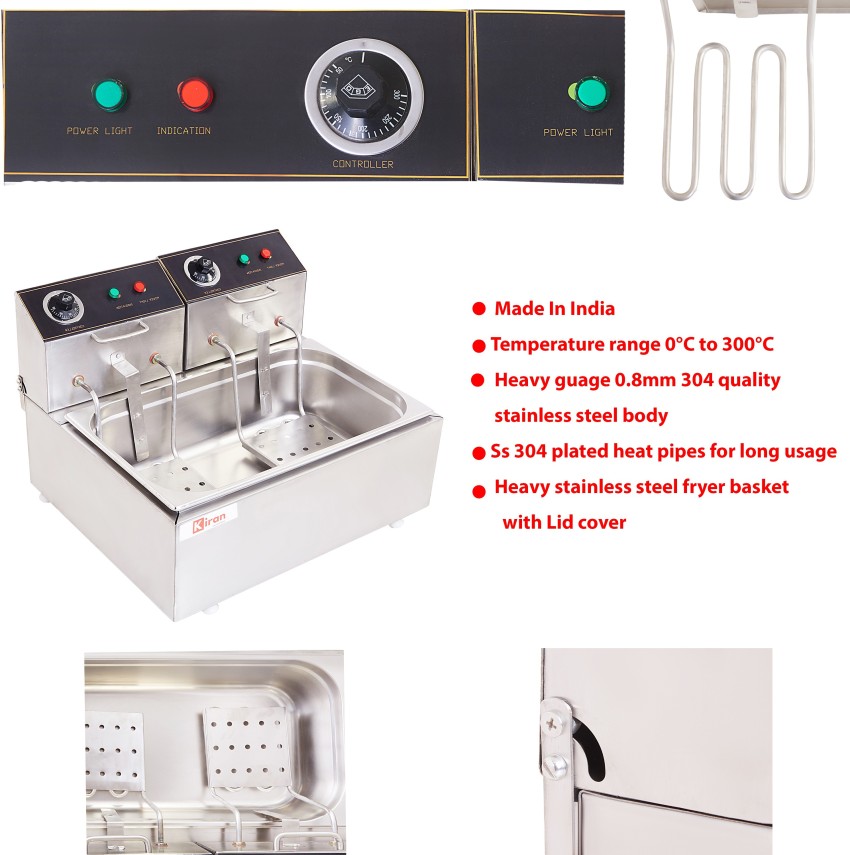 FROTH & FLAVOR Electric Deep Fryer 2500 Watt, 6 Litre, Colour SILVER, Lid  Cover