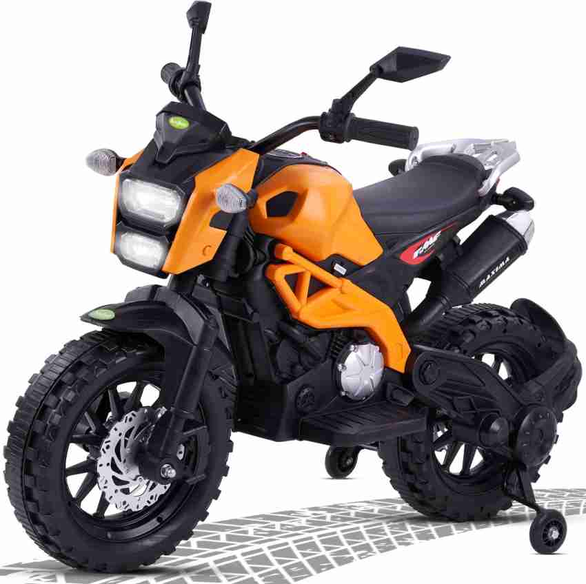 baybee Adventure 12V Battery Operated Bike for Kids Toddler Children Ride on Bike for Kids Boys Toy 1 Motor Bike for Kids Electric Bike for Kids Suitable for Boys Girls 1 6 Years Orange Bike Battery