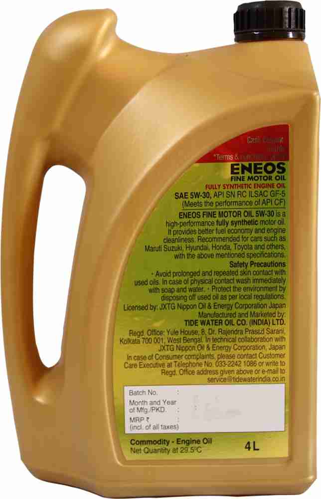 ENEOS 5W-30 ENEOS FINE MOTOR OIL,FULLY SYNTHETIC ENGINE OIL,5W-30, 4L Full-Synthetic Engine Oil Price in India - Buy ENEOS 5W-30 ENEOS FINE MOTOR OIL,FULLY SYNTHETIC ENGINE OIL,5W-30, 4L Full-Synthetic Engine Oil online ENEOS 5W-30 ENEOS FINE MOTOR OIL,FULLY SYNTHETIC ENGINE OIL,5W-30, 4L Full-Synthetic Engine Oil Price in India - Buy ENEOS 5W-30 ENEOS FINE MOTOR OIL,FULLY SYNTHETIC ENGINE OIL,5W-30, 4L Full-Synthetic Engine Oil online
