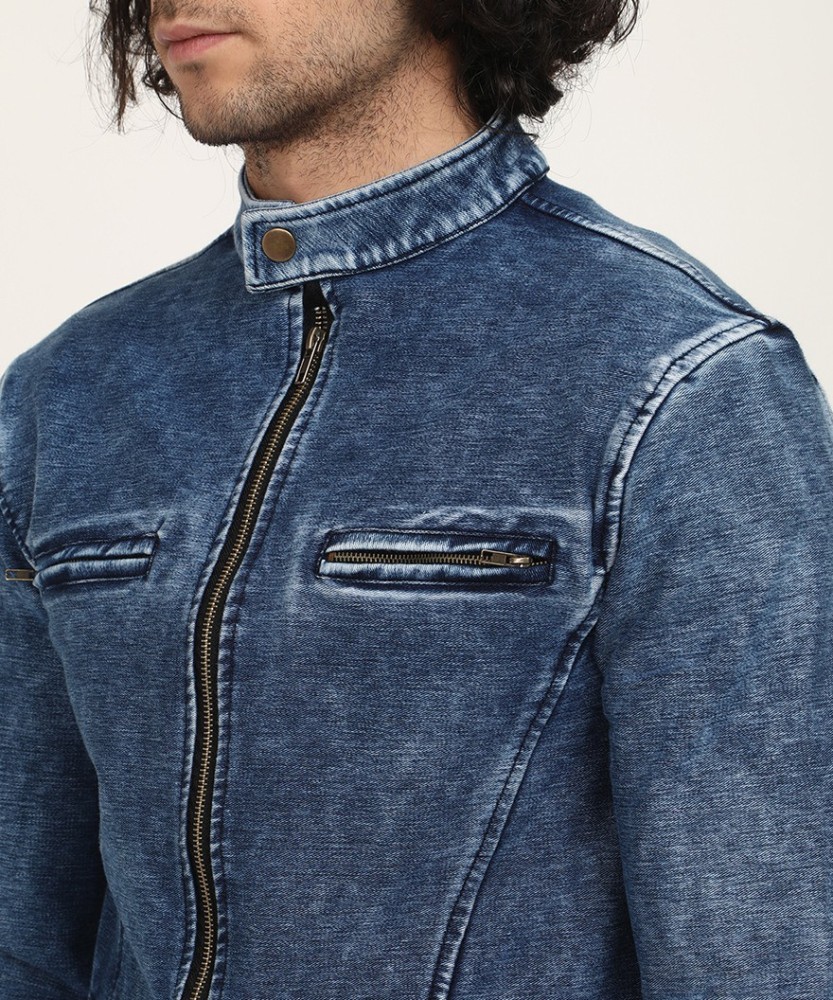 Round collar store denim jacket