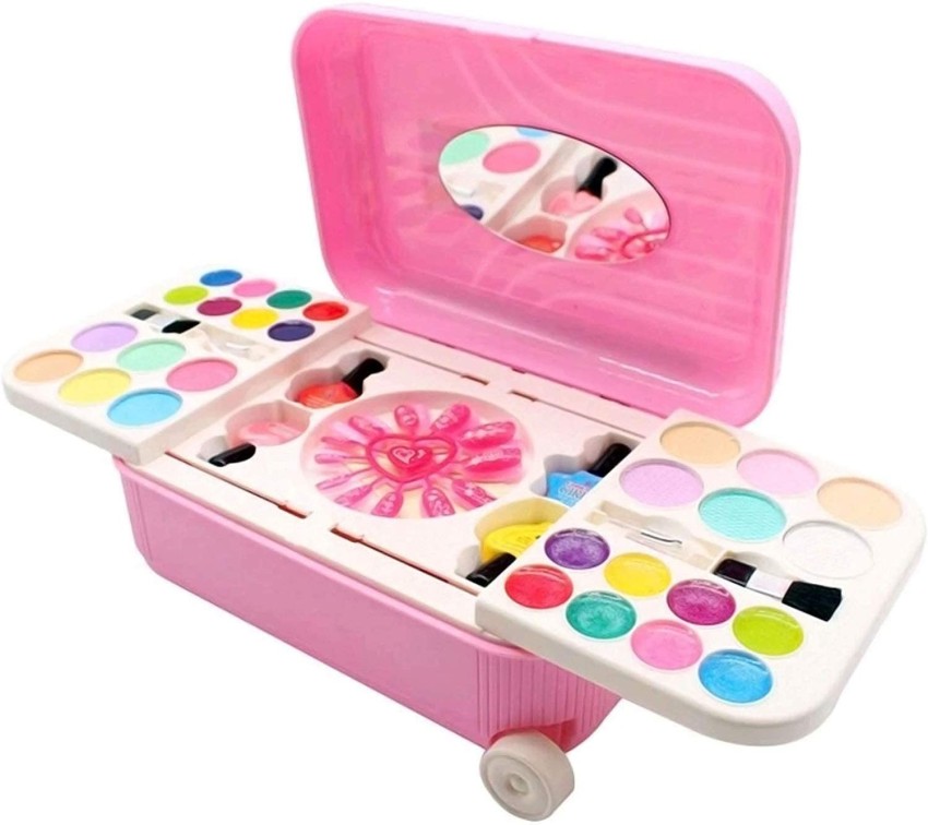 Pretend Makeup for Girls Kids Children, Safe& Non-Toxic Play Beauty Toy Set  Salon Toy Kit Jewellery Cosmetics Kits Set with Portable Case Girls Toys