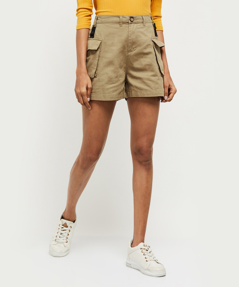 MAX Solid Women Beige Cargo Shorts Buy MAX Solid Women Beige