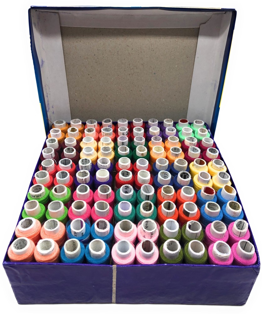 Set Color Sewing Threads Cardboard Compartment Stock Photo