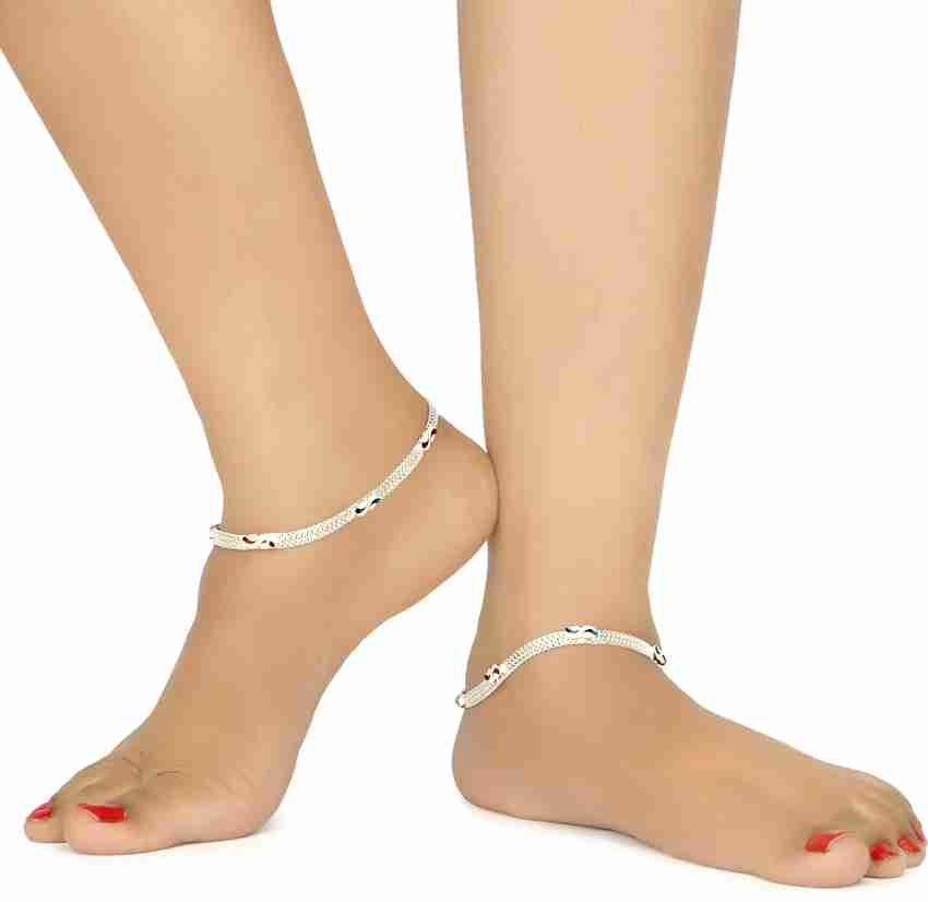 SHASHI ORNAMENTS Shashi Ornaments 10.2 Inch 34gms Women and Girls Silver Plated White Metal Payal Anklets Indian Traditional Ethnic Fashion Foot Jewellery Artificial Alloy Anklet Price in India Buy SH...