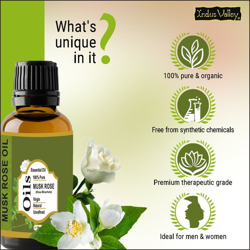 Indus Valley 100 Natural Organic Musk Rose Essential Oil