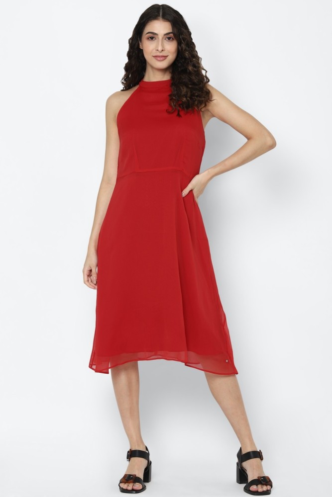 Allen Solly Women A line Red Dress Buy Allen Solly Women A line Red Dress Online at Best Prices in India Flipkart