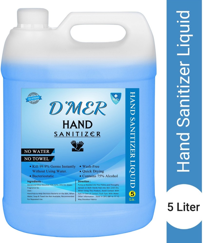 D'MER I-Deep Clean Antimicrobial 75% Alcohol Based Blue Liquid Hand  sanitizer kills 99.99% germs and without water