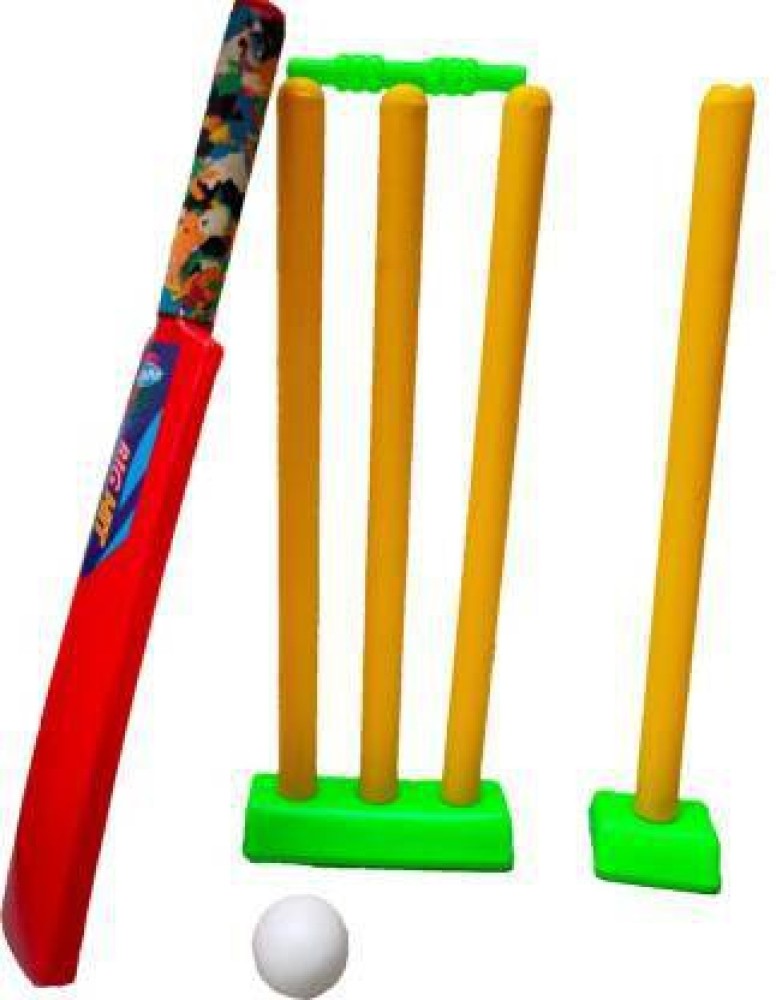 cricket bat and ball and stumps