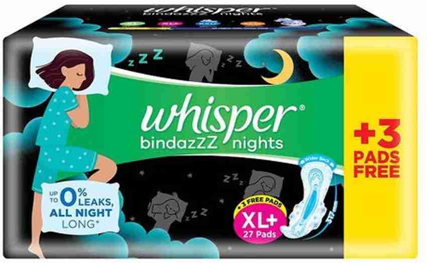 Buy Whisper Bindazz Nights Sanitary Pads (XL+) 15's (Buy 2 Get 1