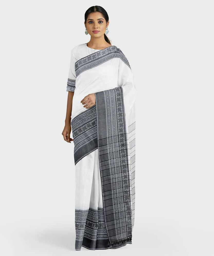 Flipkart white cotton sarees online