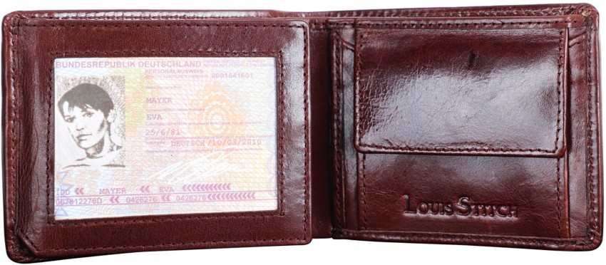 Buy LOUIS STITCH Mens Wallet Duotone Brown RFID Blocking Italian
