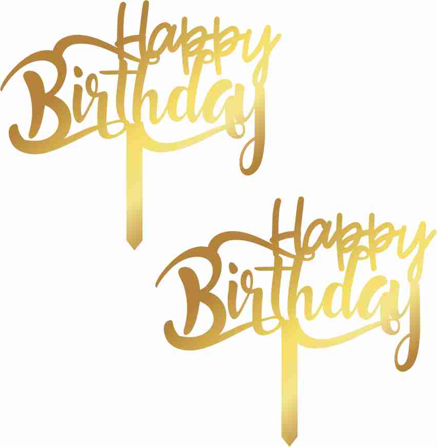 Basic GOLD ACRYLIC HAPPY BIRTHDAY CAKE TOPPER