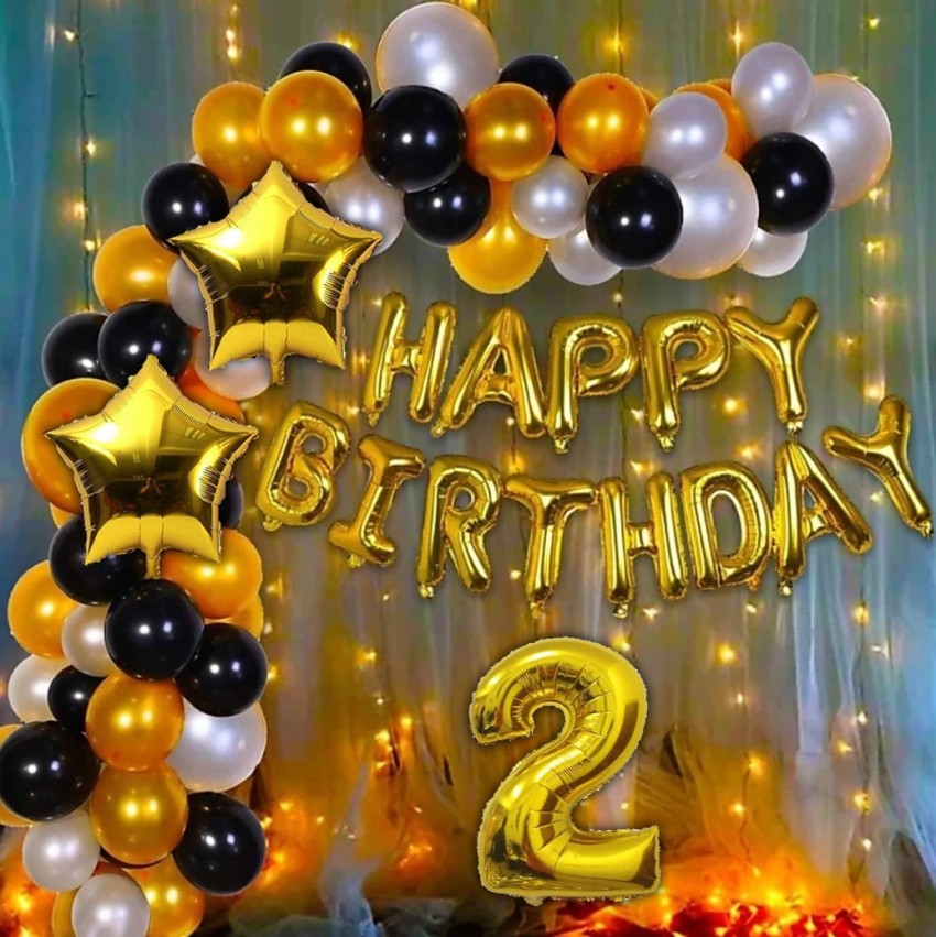 HBD 2nd Happy Birthday Decorations kit - Gold Black Silver theme ...