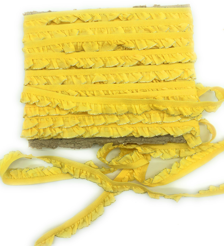 Lace styles KAV3041 FRILL YELLOW Elastic Frill PLETTING RIBBON