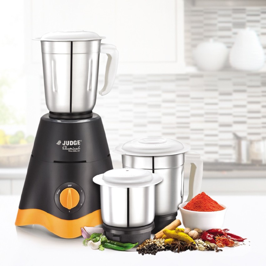 Judge Delight Wet/Dry 3-Jar Mixer Grinder Powerful 750 Watts Motor,  Stainless Steel Blades and Jars, Modern Elegant Design, 110v for USA