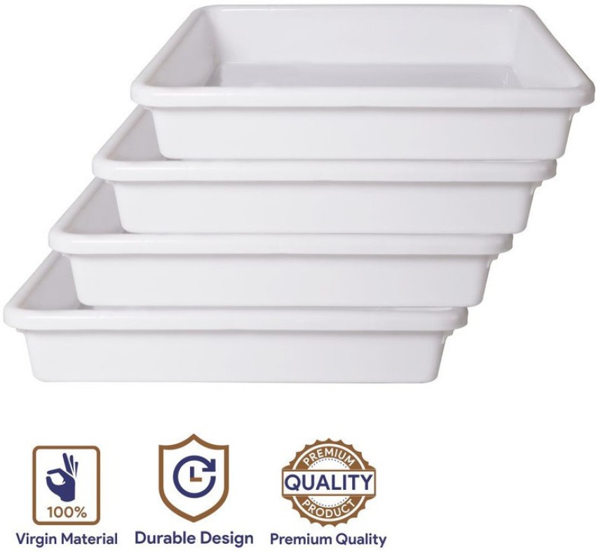 Morvi Wonder Plastic Exel Small Plastic Tray for Home/Kitchen/Office, Set  of 4, 2 Ltr, White Color, Made in India Tray Price in India - Buy Morvi  Wonder Plastic Exel Small Plastic Tray