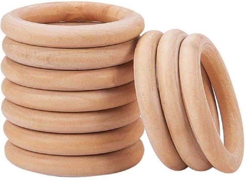 2Pack 100mm(4 inch) Natural Wood Rings, 10mm Smooth Unfinished Wooden Circles, Beige