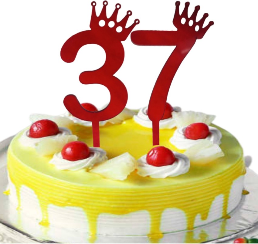 37th Birthday: Fun Cake & Candles, w/ Custom Name Card | Zazzle