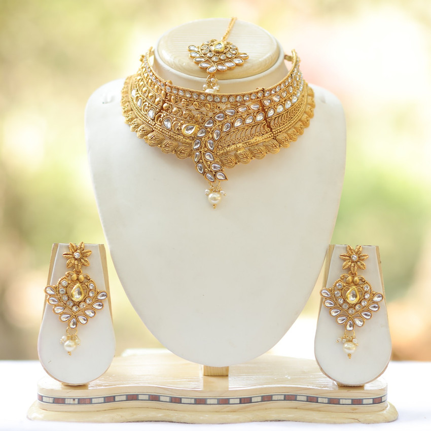 Swarajshop Alloy Gold plated Gold White Jewellery Set Price in India Buy Swarajshop Alloy Gold plated Gold White Jewellery Set Online at Best Prices in India Flipkart