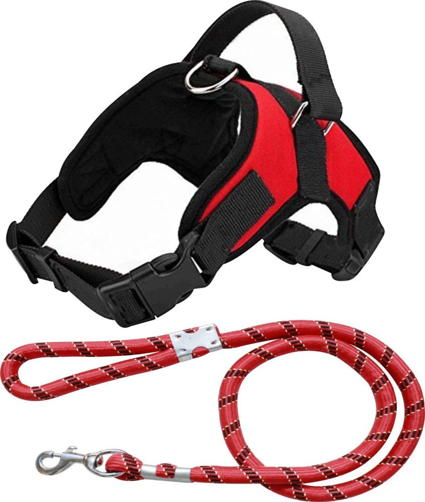 SAWAY Saway Export Quality Dog RED NECK & CHEST STRIP HARNESS RED
