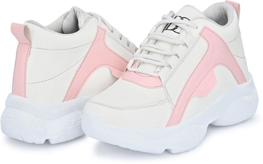 Pink and cheap white tennis shoes