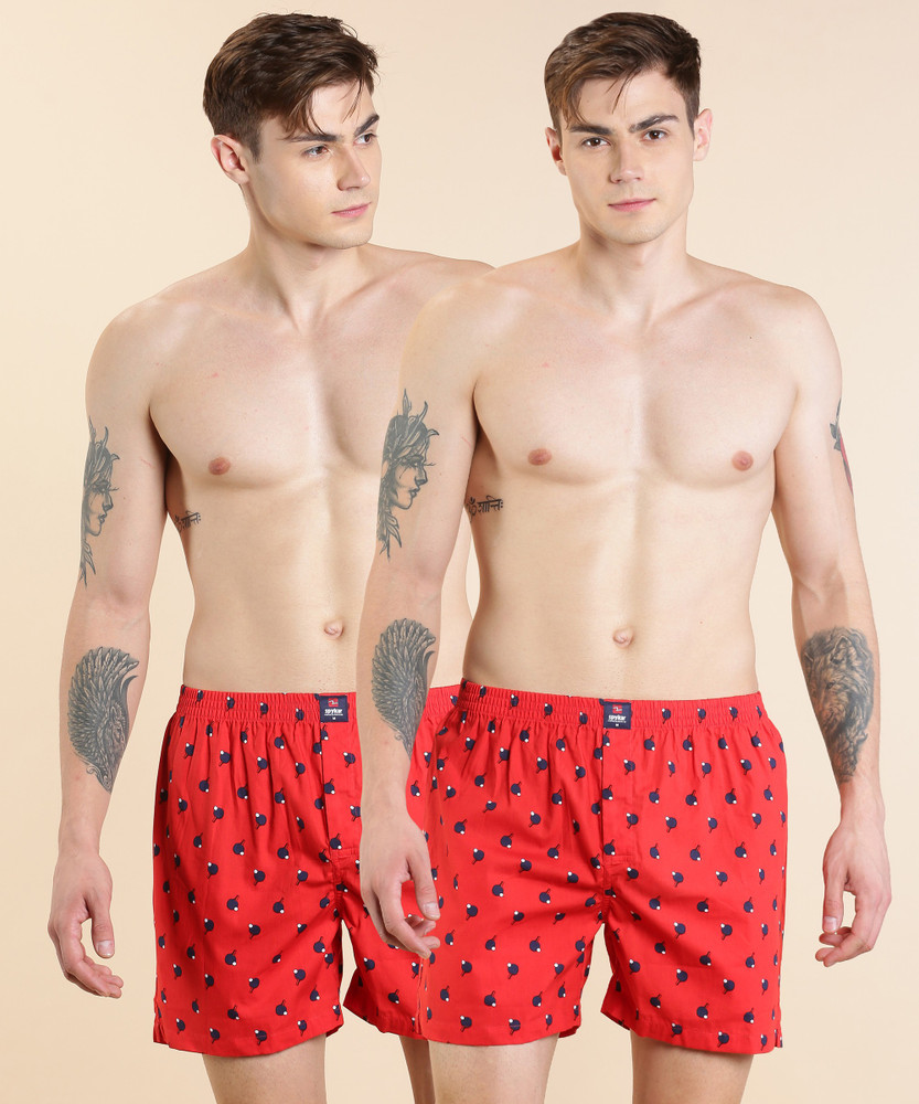 UnderJeans by Spykar Printed Men Red Boxer Shorts Buy UnderJeans