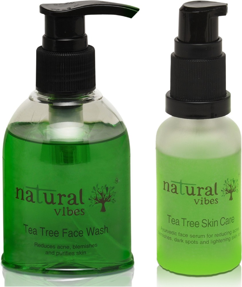 Natural Vibes Ayurvedic Anti acne and Skin whitening treatment with1 Tea Tree skin repair serum 30 ml and 1 Tea Tree face wash 150 ml