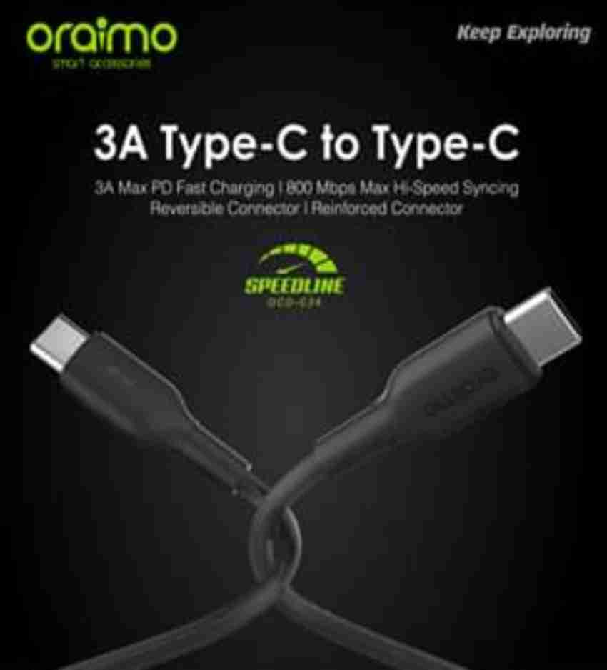 ORAIMO USB Type C Cable 3 A 1 m ocd c 24 1 m USB Type C Cable (Compatible  with type C to type C, Black) - ORAIMO 