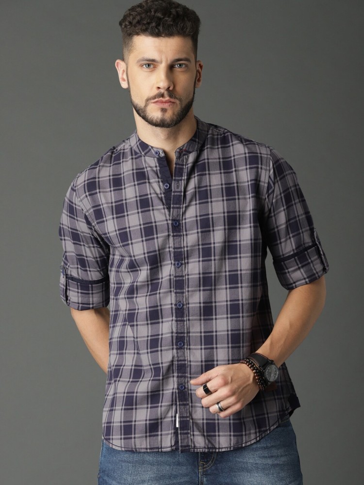Buy INTUNE Grey Plaid Check Acid Wash Cotton Casual Shirt  Shoppers Stop