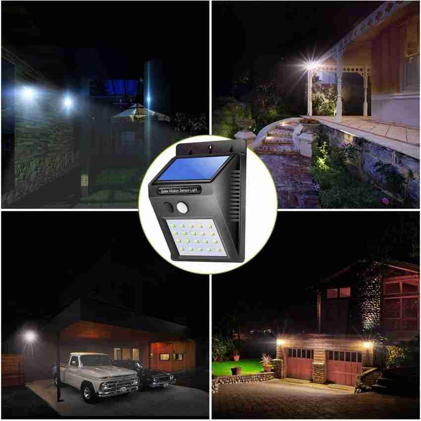 GLOBLE Solar LED Light with Automatic Day Night on Off Switch Small Black Pack of 2 Solar Light Set