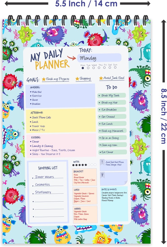 ESCAPER Back To School Theme Daily Planner Diary (A5 Size - 8.5L x 5.5W -  80 Days Plan) | Daily Planner for Students | Daily Planner Notepad A5
