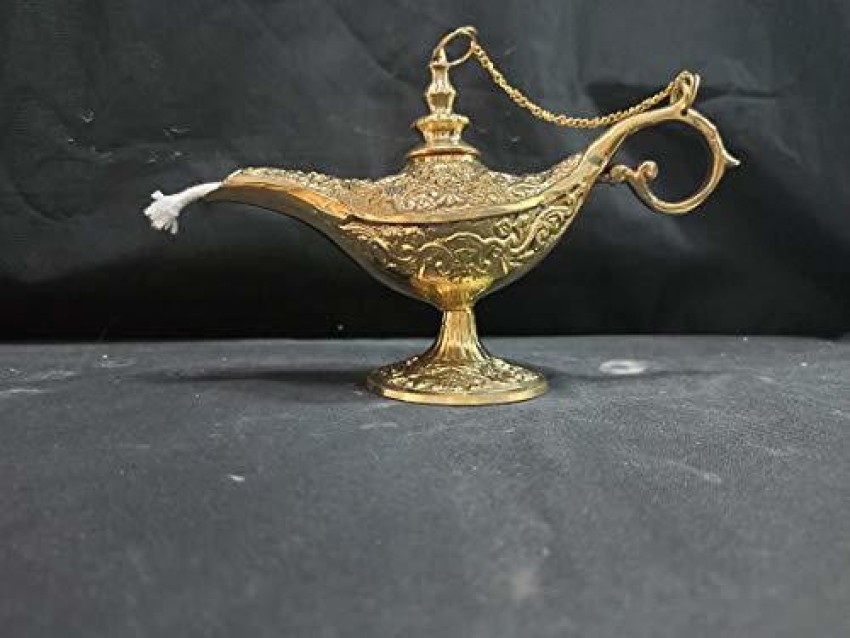 Buy Moon International Brass Aladdin Genie Lamps: Incense Burners,  Showpiece, Decorative Brass Chirag, Oil Lamp, Collectors Item Online at Low  Prices in India 