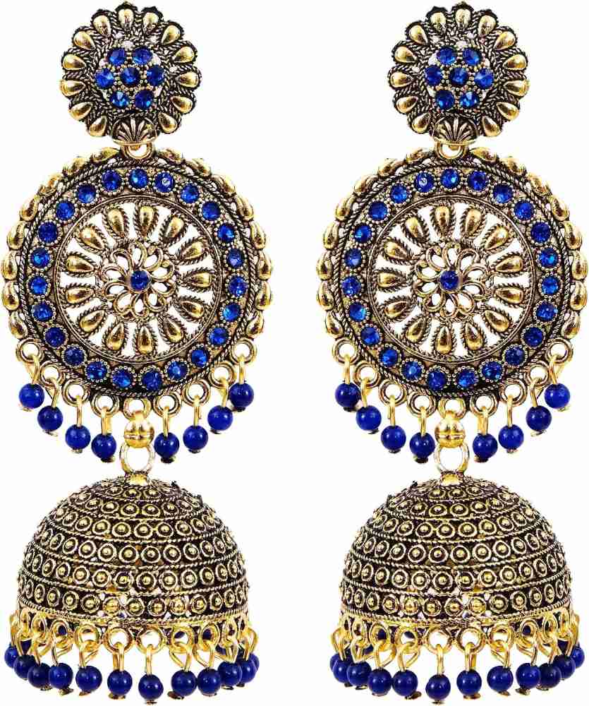 Royal blue clearance jhumka earrings