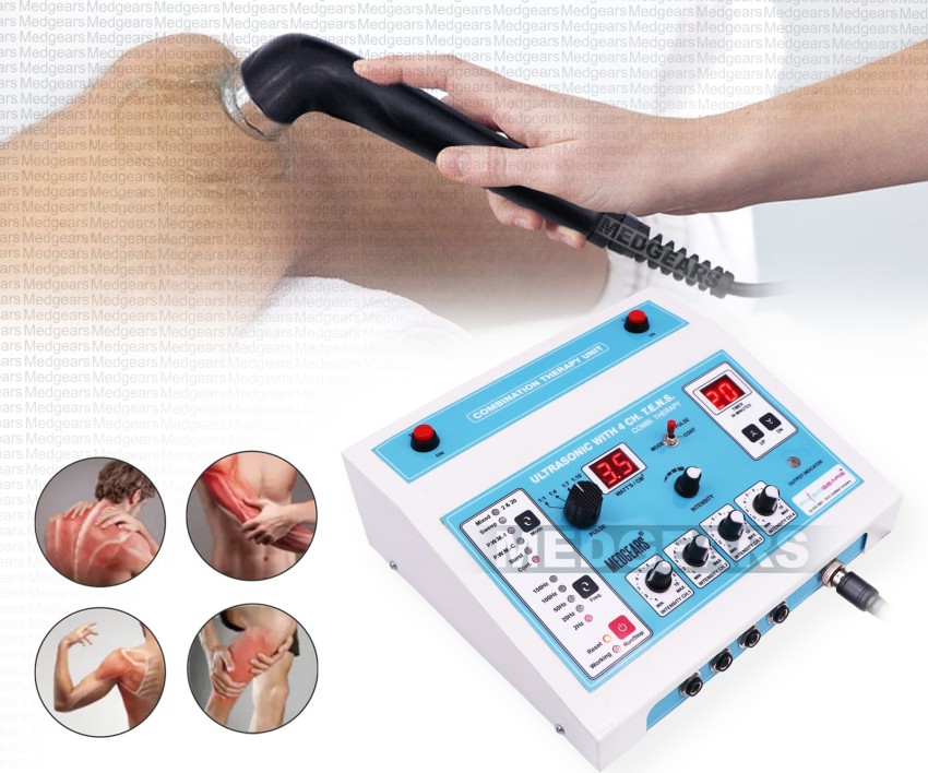 MEDGEARS Corded Electric Physiotherapy 4 Channel Tens with Ultrasound  Physiotherapy Ultrasonic Machine Electrotherapy Combo for All Pain Relief  Device Physiotherapy Equipment, Off-white : : Health & Personal  Care