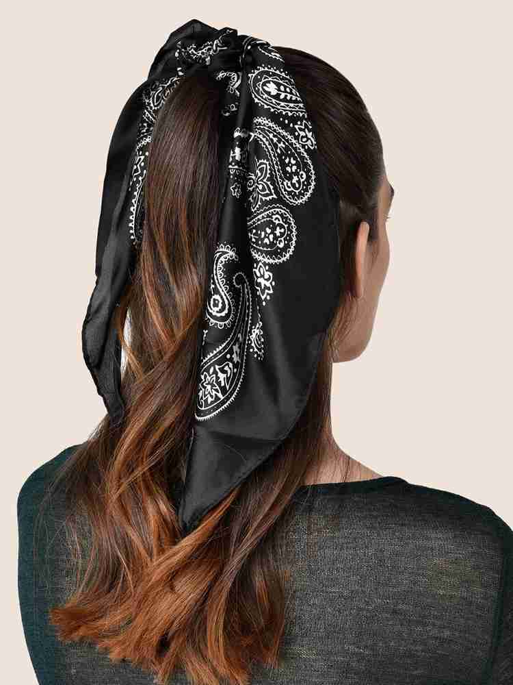 Black silk scarf for hair shop