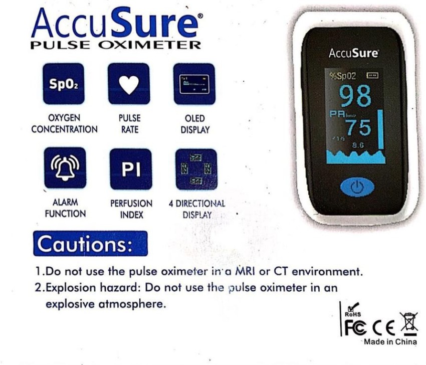 Equate Fingertip Pulse Oximeter, Oxygen Level Pulse Rate 