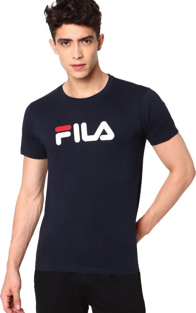 FILA Typography Men Round Neck Blue T-Shirt - Buy FILA Typography Men Round Blue T-Shirt Online at Best Prices in India |