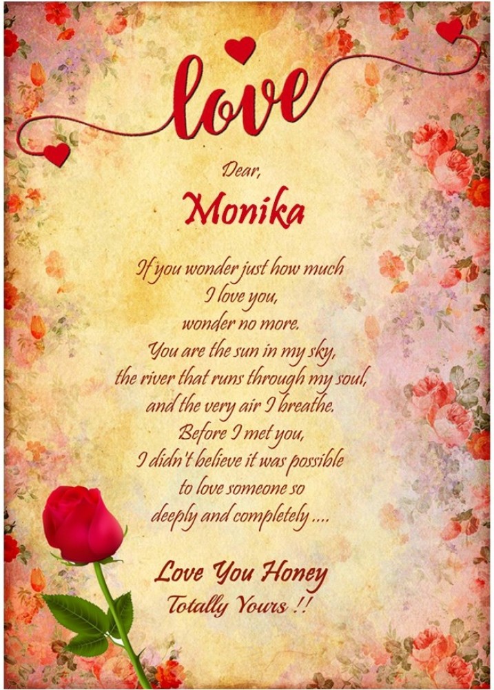 I Love You Monica  Hearts - Greetings Cards for Valentine's Day for Monica  