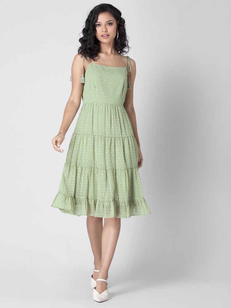 FABALLEY Women A-line Green Dress - Buy FABALLEY Women A-line Green Dress  Online at Best Prices in India