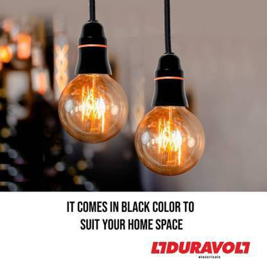 Duravolt Black Pendant Bulb Holder for Wall B22 Batten Lamp