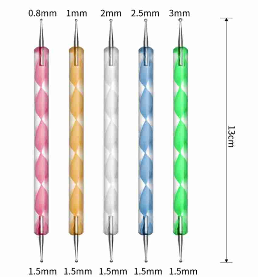 5 pc 2 Way Dotting Pen Tool Nail Art Tip Dot Paint Manicure kit